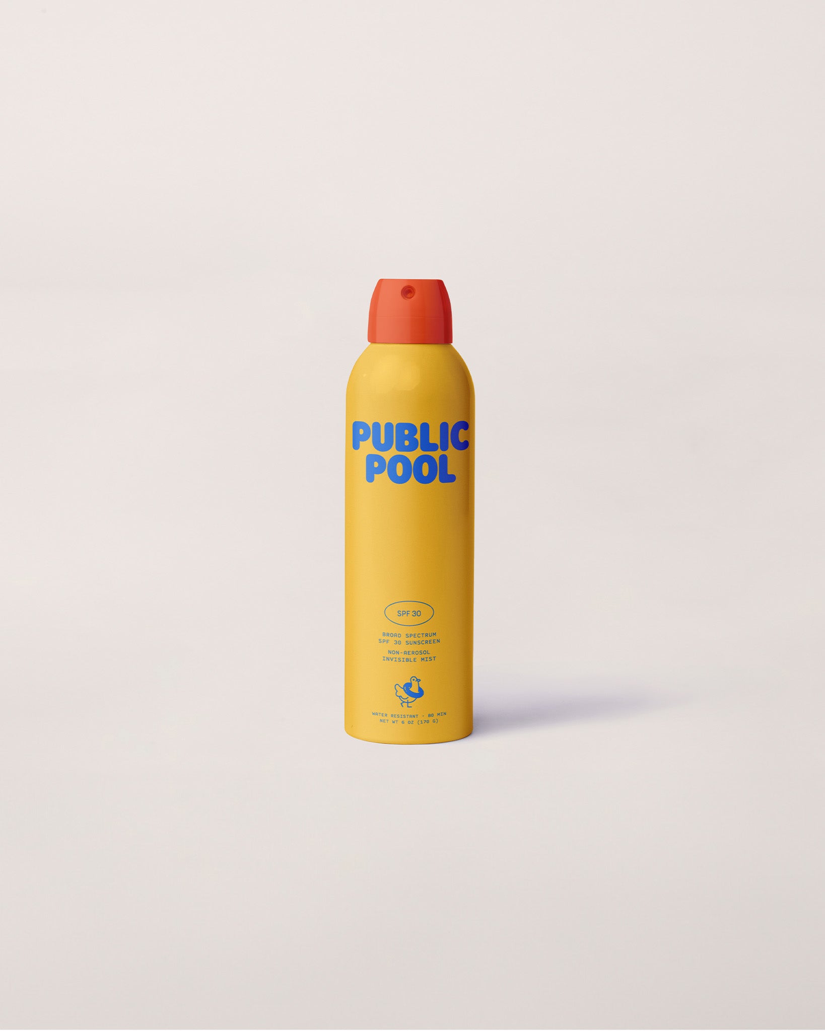 The front of a yellow sunscreen bottle.