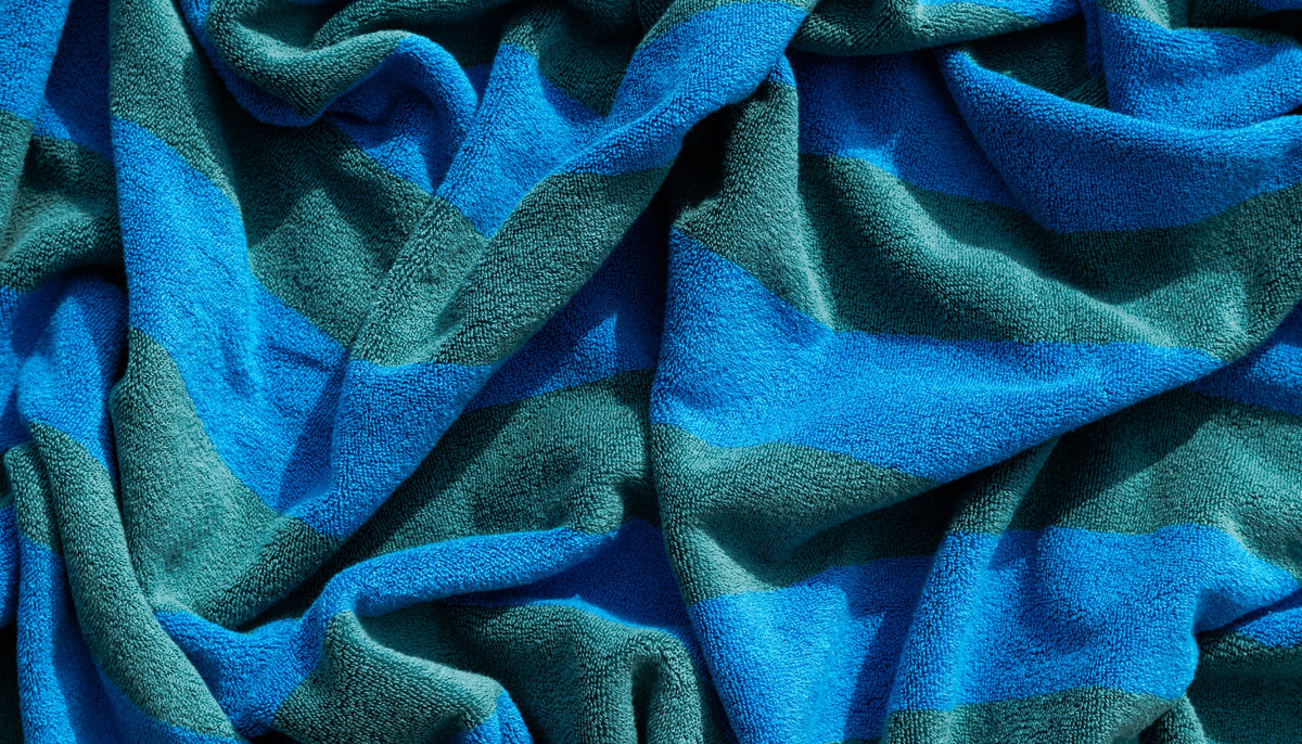 A wrinkly striped towel.